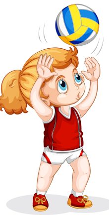A caucasian girl playing volleyball  illustration
